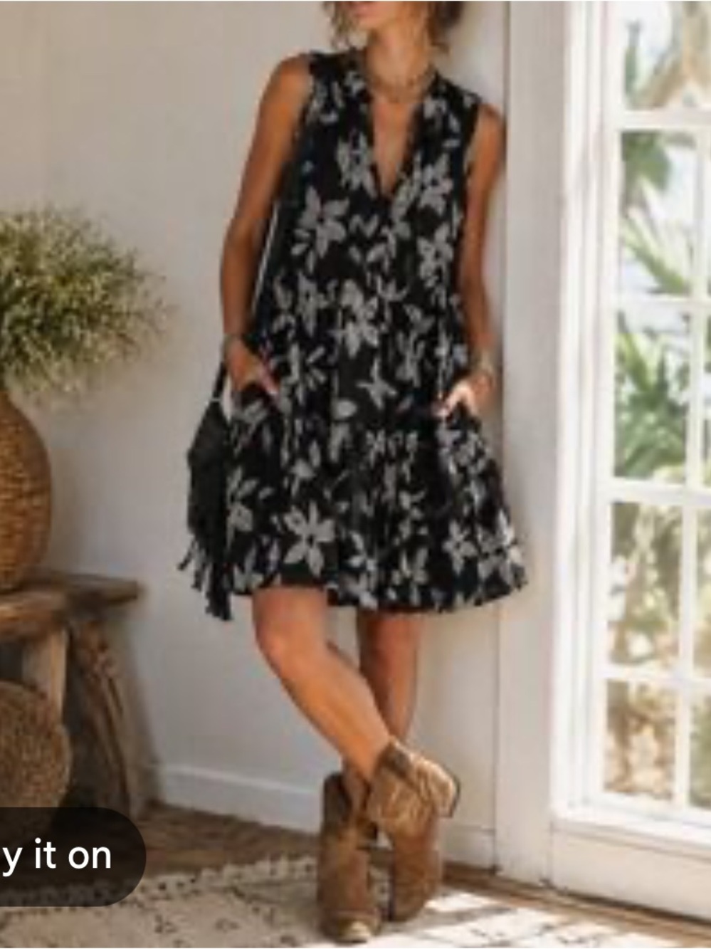 Steve Madden Black and White Floral Dress